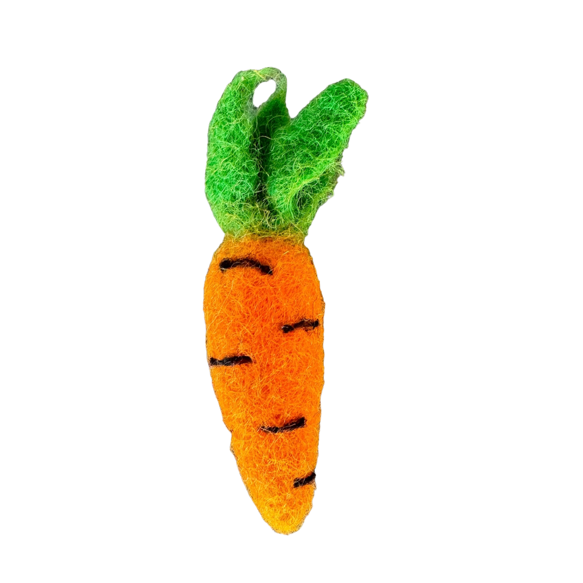 Felted cat toy carrots from ReNewedPet's Fun Stuff collection, soft and colorful felted cat toy shaped like carrots.