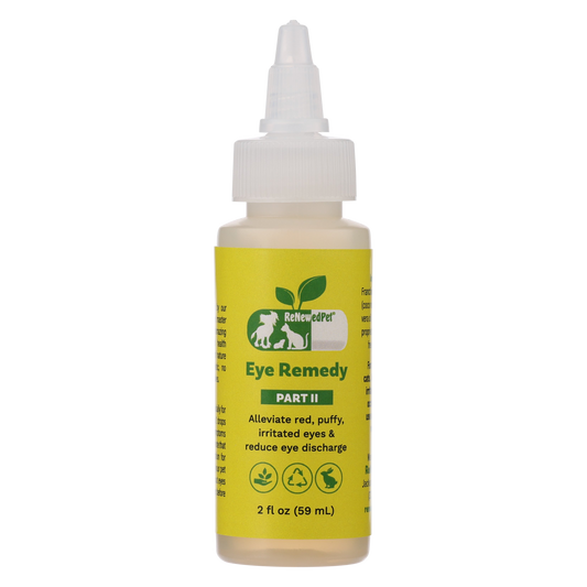 ReNewedPet Herbal Eye Remedy Drops in a 1 oz bottle, natural eye health solution with herbal formula for soothing eye discomfort.