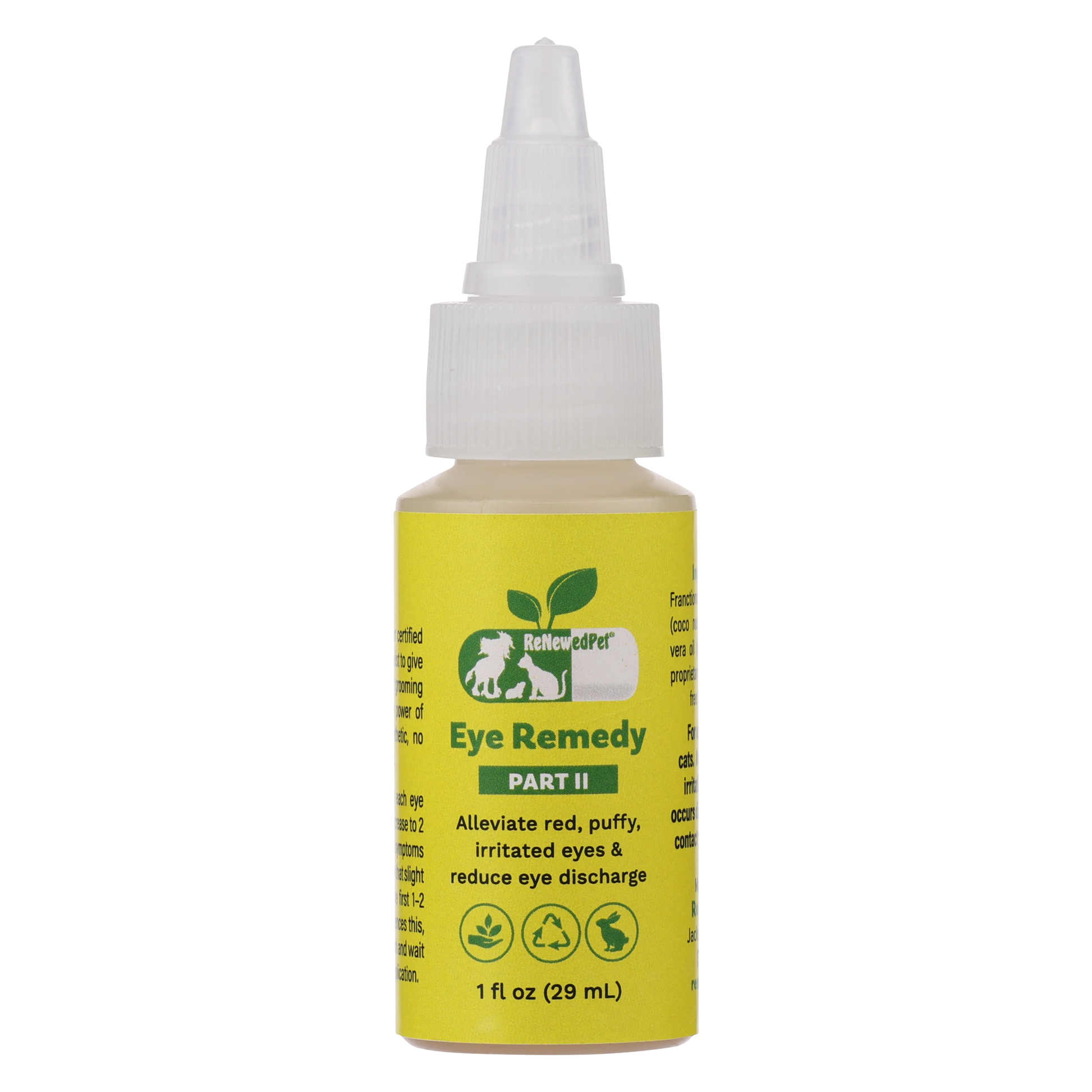 Herbal eye remedy drops in a 1 oz bottle from ReNewedPet, designed to support eye health and soothe irritation.