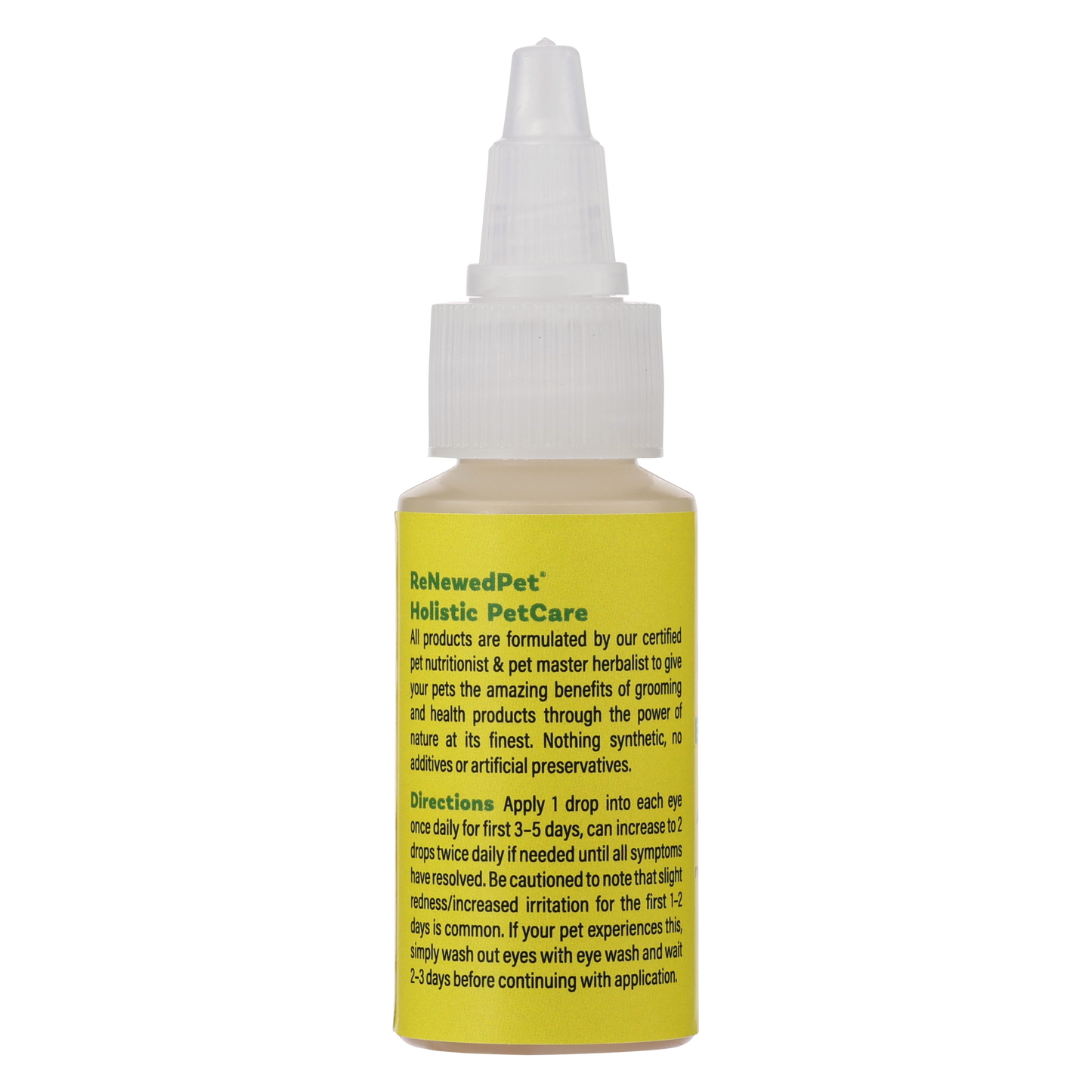 ReNewedPet herbal eye remedy drops in a 1 oz bottle, natural eye health solution for soothing and supporting eye comfort.
