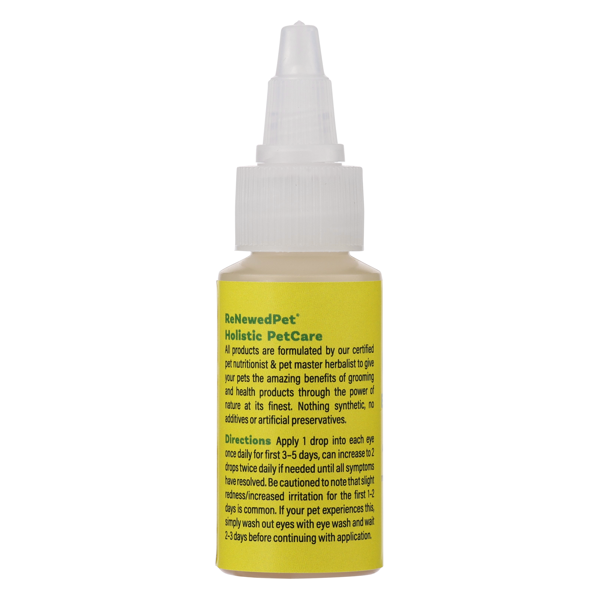 ReNewedPet herbal eye remedy drops in a 1 oz bottle, natural eye health solution for soothing and supporting eye comfort.