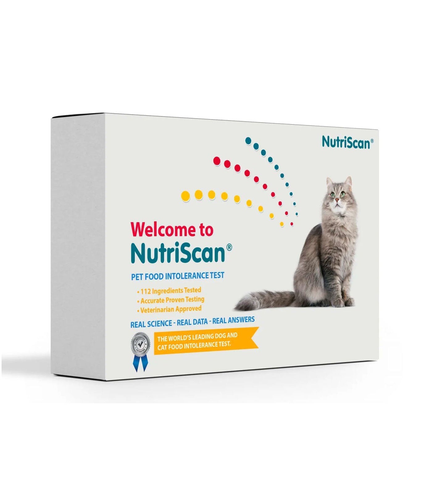 ReNewedPet cat food allergy and sensitivity test kit showing packaging and testing instructions for pet health.