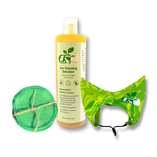 ReNewedPet ear care kit with 10 small 2 oz ear drops for pet grooming and ear health maintenance.