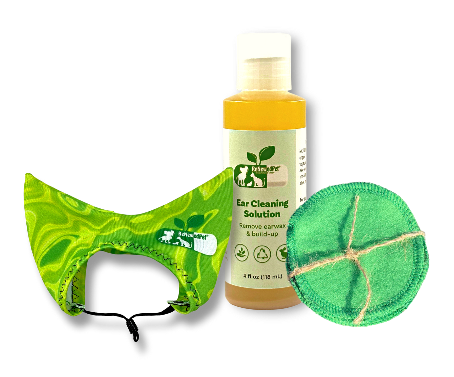 ReNewedPet ear care kit with 10 small 2 oz ear drops for pet grooming and ear health management.