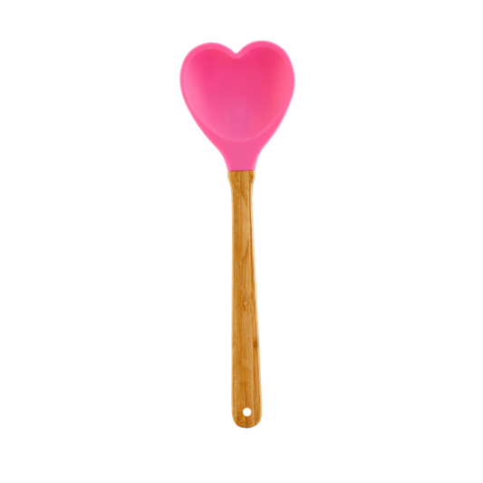 Kitchen Silicone Spoon in Heart shape | Dark Pink - Blessings Grow Meadows