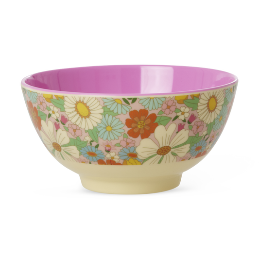 Medium Melamine Bowl - Flower Power Print - 23.7oz - Blessings Grow Meadows -