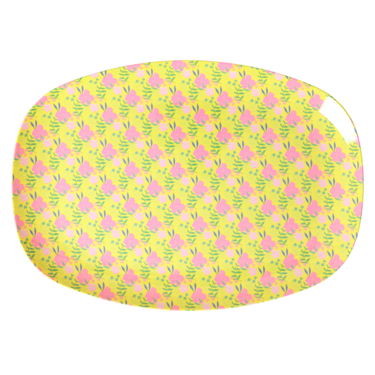 Medium Melamine Rectangular Plate - Yellow - Sunny Days Print - Blessings Grow Meadows -