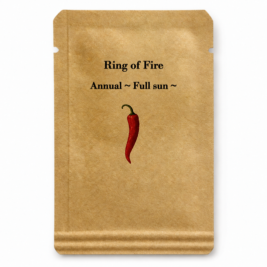 Packet of 25 Ring of Fire Pepper Seeds from Steep Hill Garden, spicy cayenne peppers for full sun annual vegetable growing.