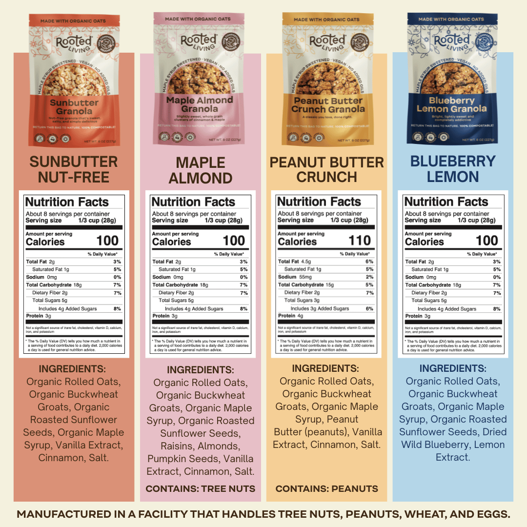 Rooted Living 4-pack variety set of plant products, showing different types of indoor plants with lush green foliage.