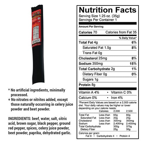 Red Pepper Beef Stick | 1.25 oz | Nebraska Star Beef - BuyNebraska.com ~ Blessings Grow Meadows