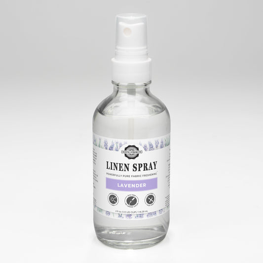 Rustic Strength Lavender Linen Spray bottle with a clear spray nozzle, featuring a rustic label and lavender scent.
