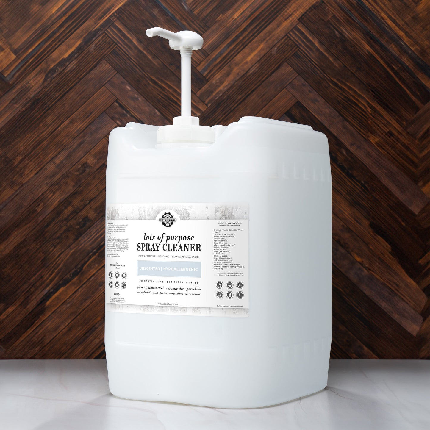 Rustic Strength Unscented Multi-Purpose Spray Cleaner in a 16 oz bottle, ideal for cleaning various surfaces efficiently.