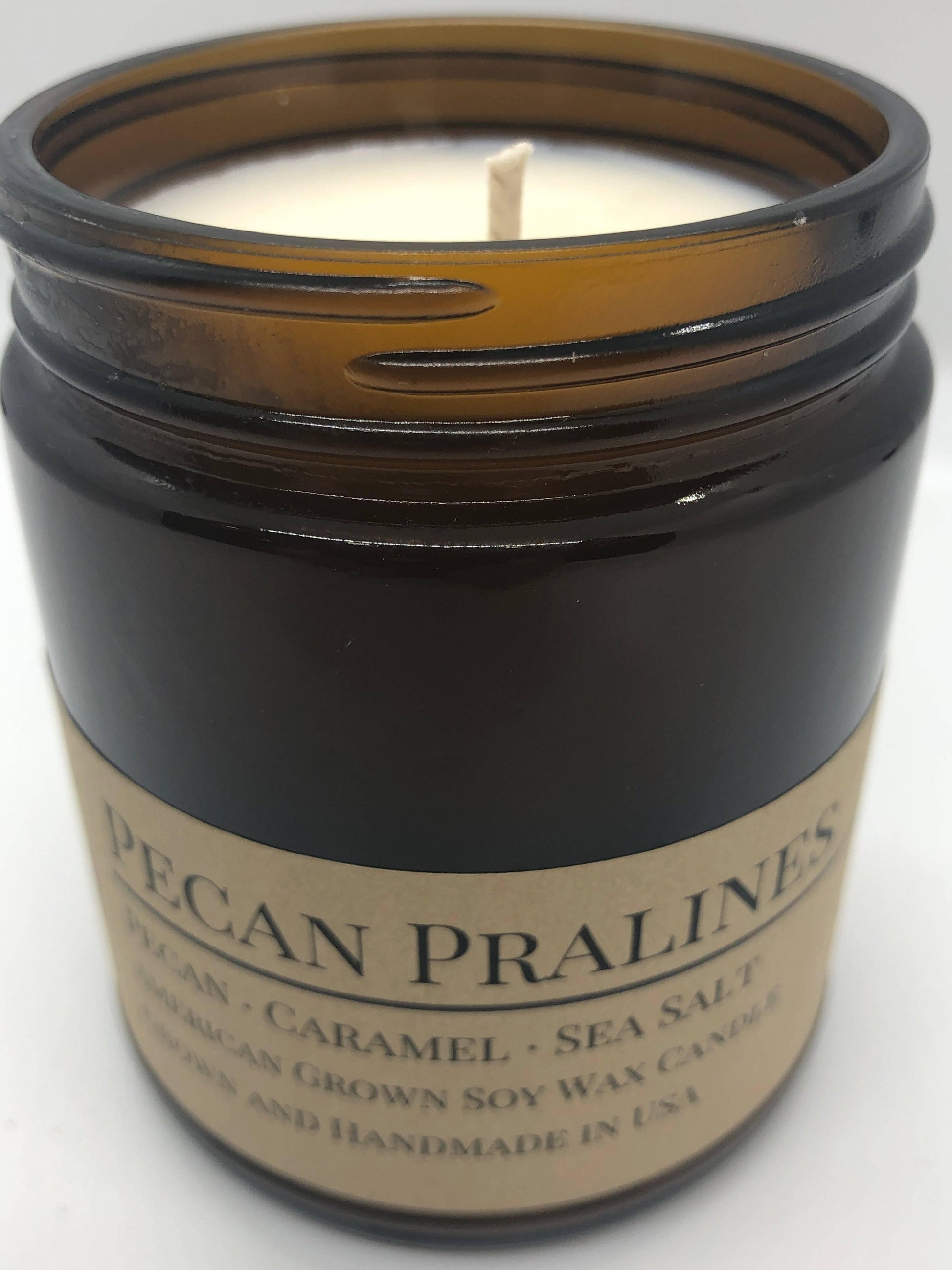 Pecan Pralines Soy Wax Candle | 9 oz Amber Apothecary Jar - Blessings Grow Meadows