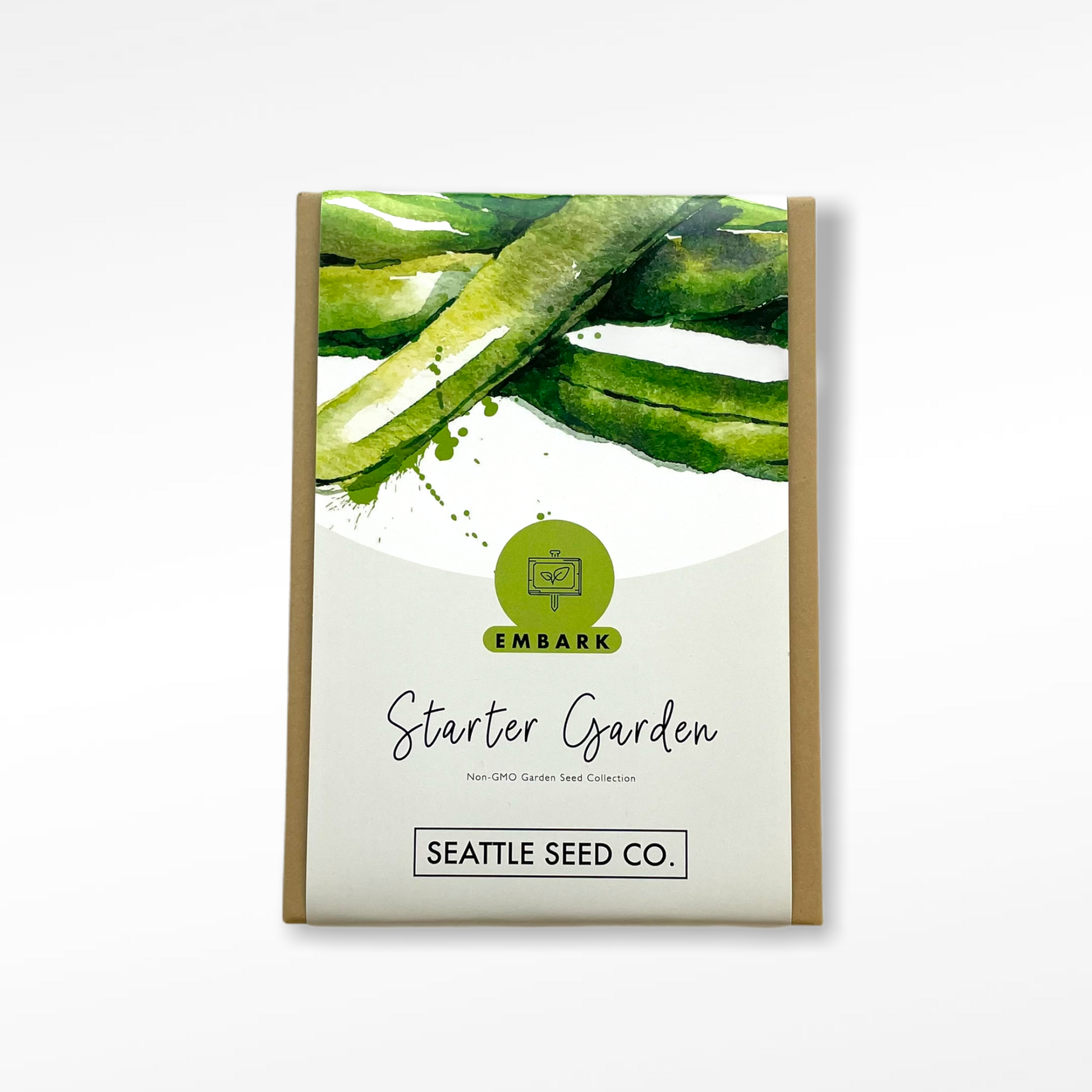 Seattle Seed Company starter garden seed collection with various vegetable and herb seeds in small packets for planting.