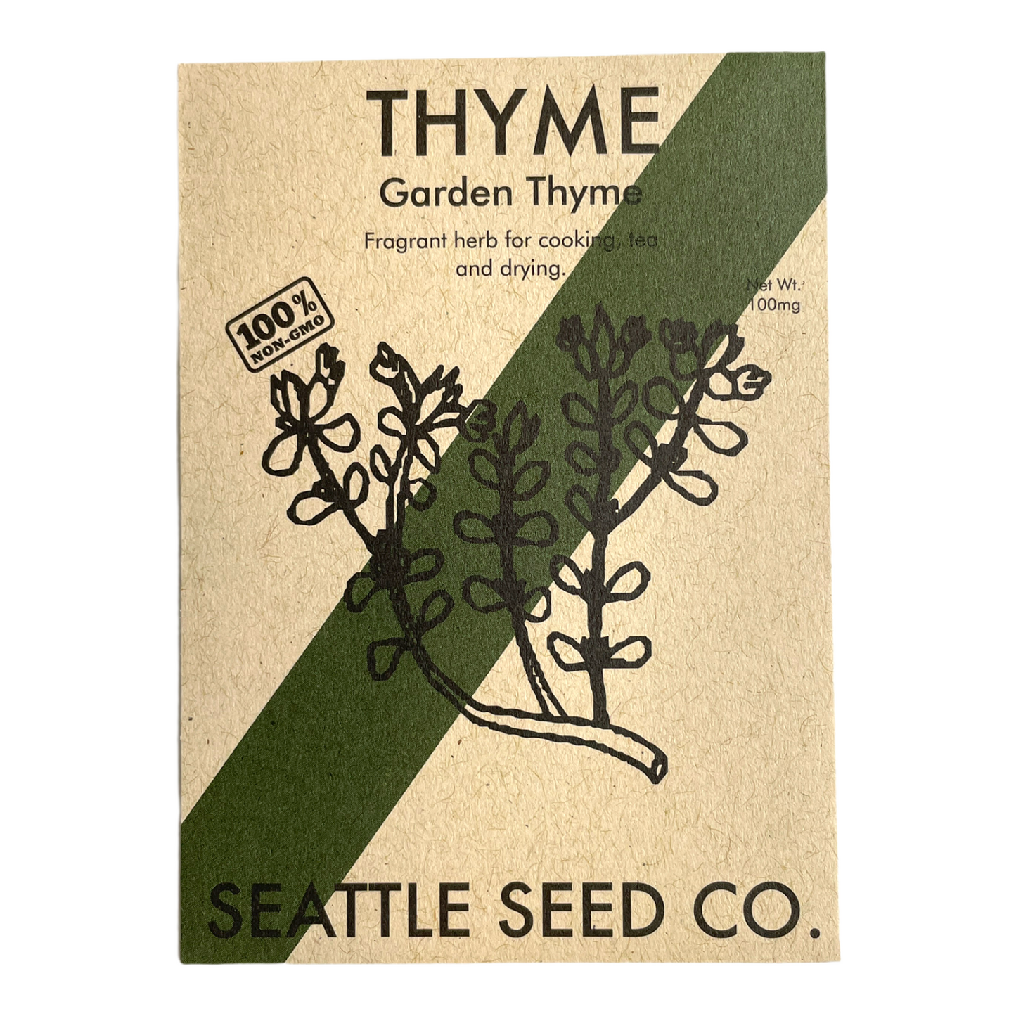 Fresh thyme herb plant from Seattle Seed Company, leafy green sprigs with tiny leaves on woody stems.
