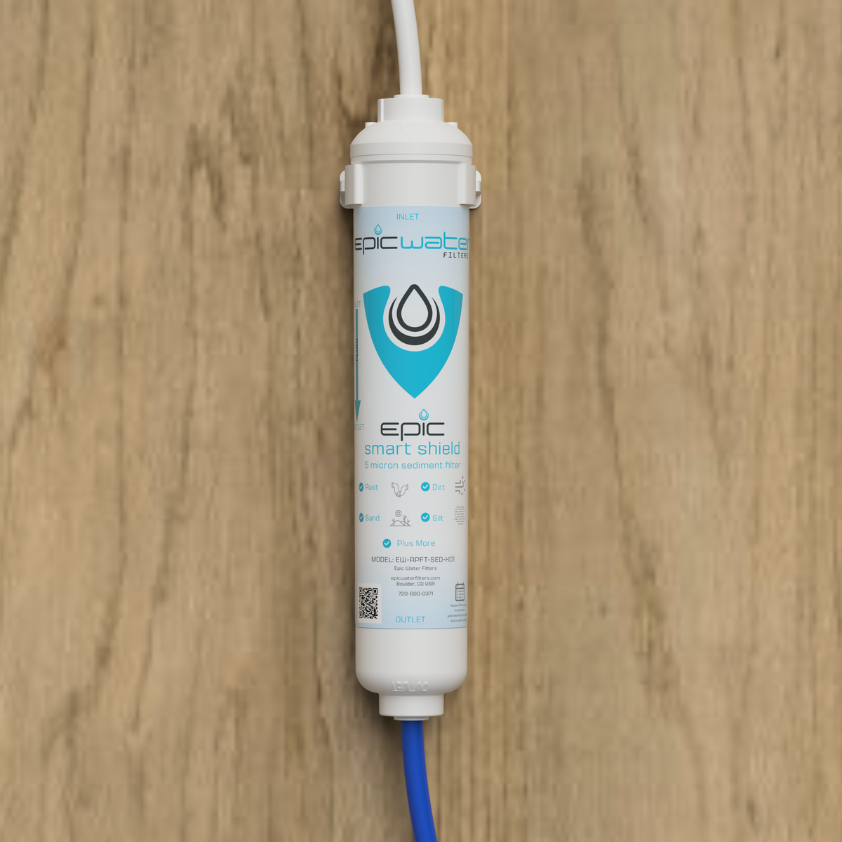 Smart sediment filter kit from Epic Water Filters USA, showing a filtration system with multiple filter stages for water purification.