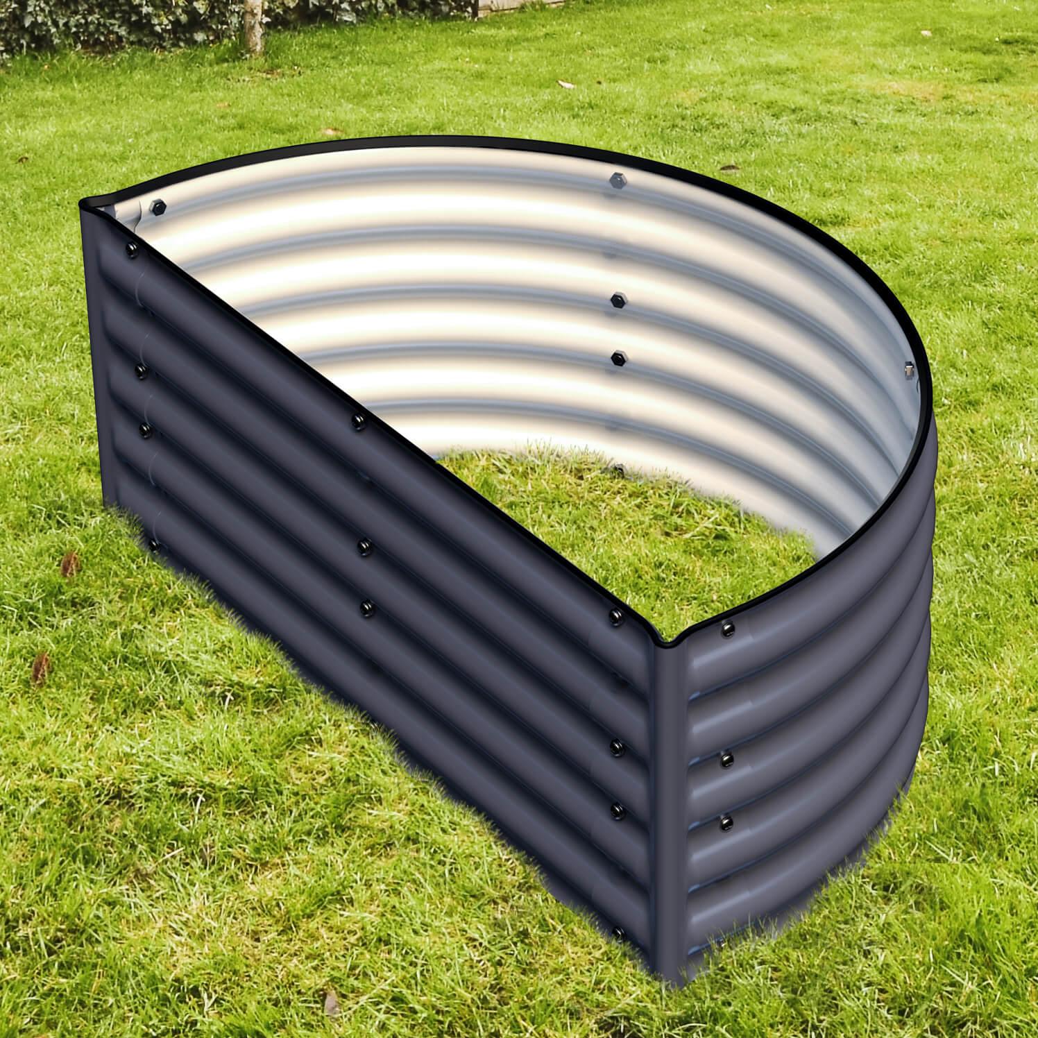 Olle Gardens 17 inch Tall Decorative Semi-circle Raised Garden Bed at Blessings Grow Meadows Grey