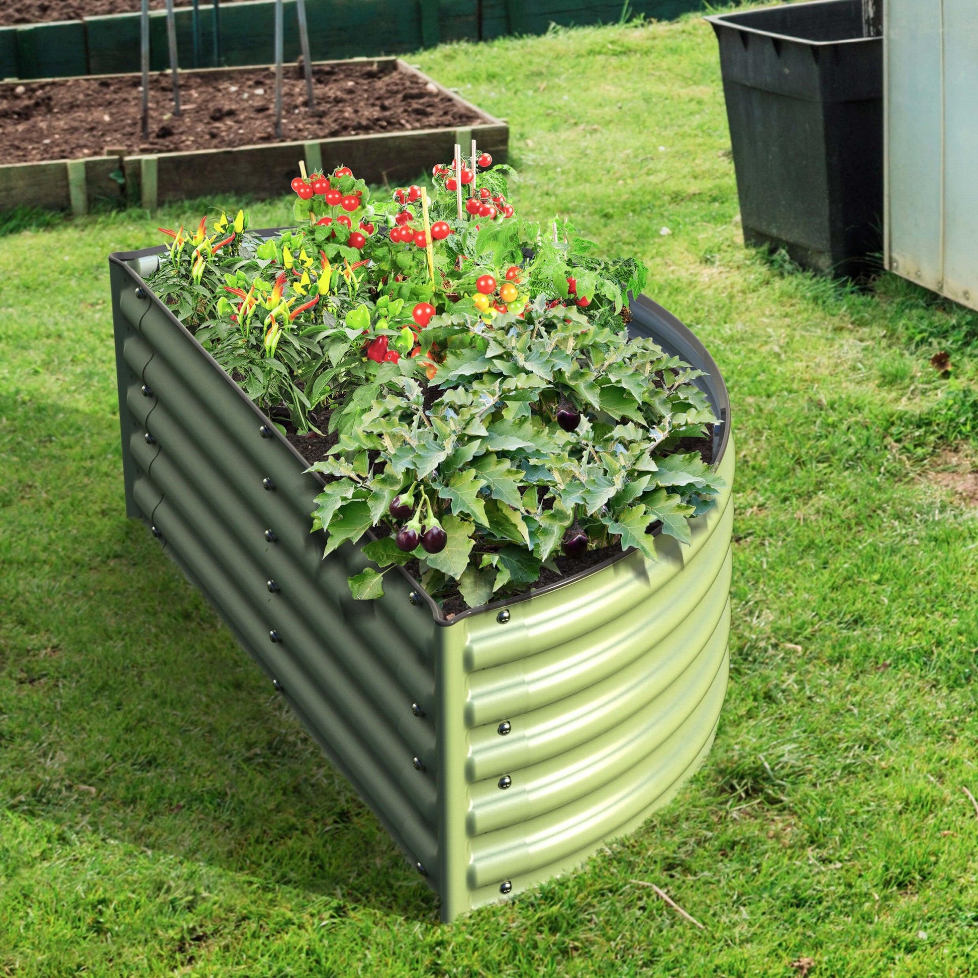 Olle Gardens 17 inch Tall Decorative Semi-circle Raised Garden Bed at Blessings Grow Meadows 