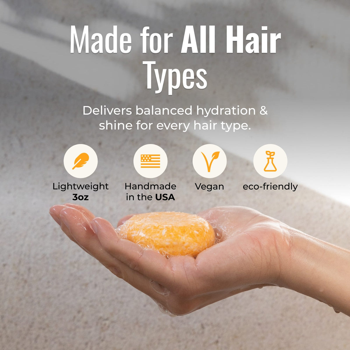 Shampoo and conditioner bar duo for all hair types with sunshine scent, eco-friendly zero waste hair care set.