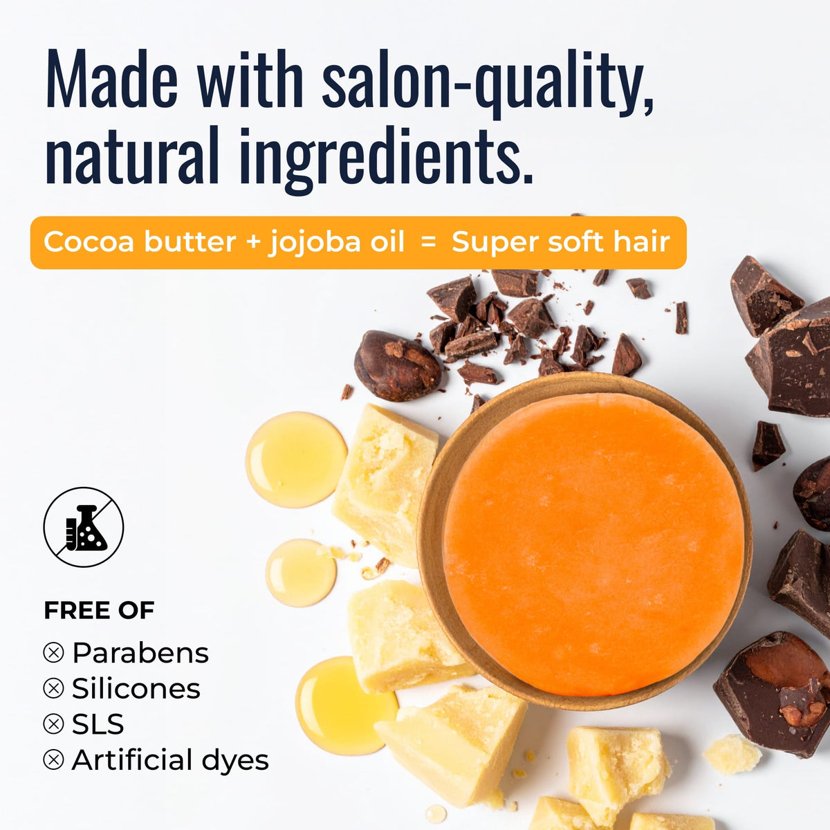ZeroWasteStore.com shampoo and conditioner bar duo with natural cocoa butter and jojoba oil, featuring sunshine scent.