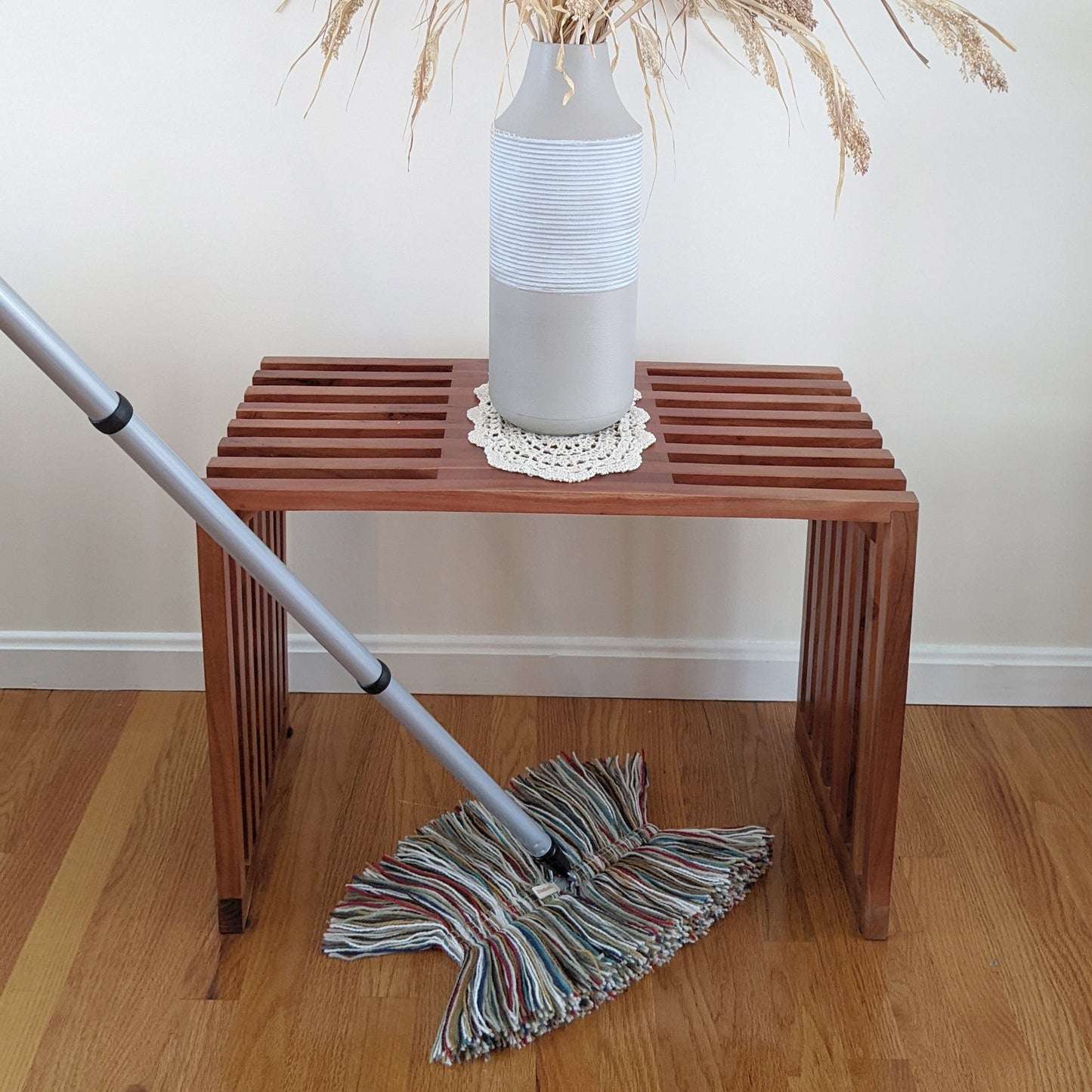 Big Wooly All Wool Dust Mop with Metal Handle by Sladust, showing a large wool dust mop with a sturdy metal handle for cleaning.