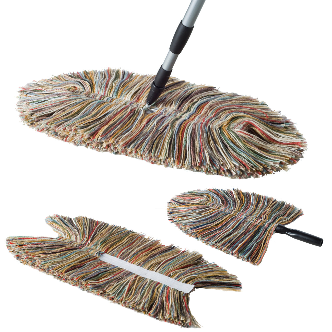 Sladust THE TRIO Wooly Mammoth duster set with telescoping handle and replacement head, featuring a plush wool duster for dusting.