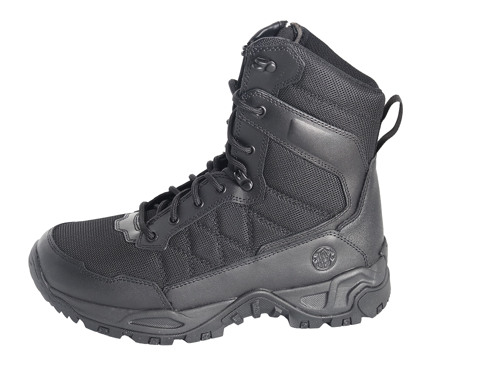 Smith & Wesson Scout Hot Weather 8-inch side zip footwear showing rugged leather upper and side zipper closure for outdoor use.