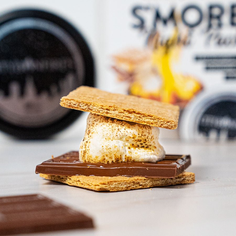 City Bonfires S'mores Night Pack outdoors set with marshmallows, chocolate, and graham crackers for camping or outdoor fun