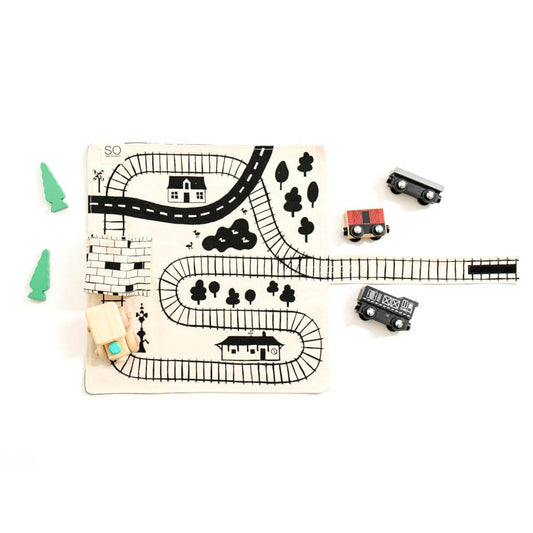 Train Play Mat for Toddlers – Portable Tracks for Travel - Blessings Grow Meadows