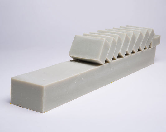 French Green Clay and Lavender soap by Soap for Sinners, showing a bar with natural green clay and lavender accents.