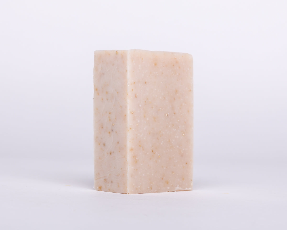 Bar of Soap for Sinners oatmeal and honey soap, showing a creamy, textured soap bar with natural oatmeal and honey ingredients.