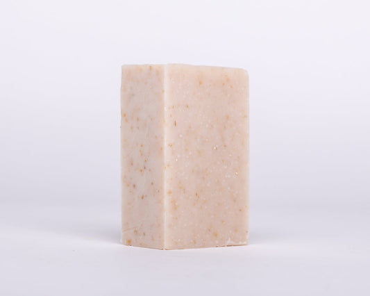 Bar of Soap for Sinners oatmeal and honey soap, showing a creamy, textured soap bar with natural oatmeal and honey ingredients.