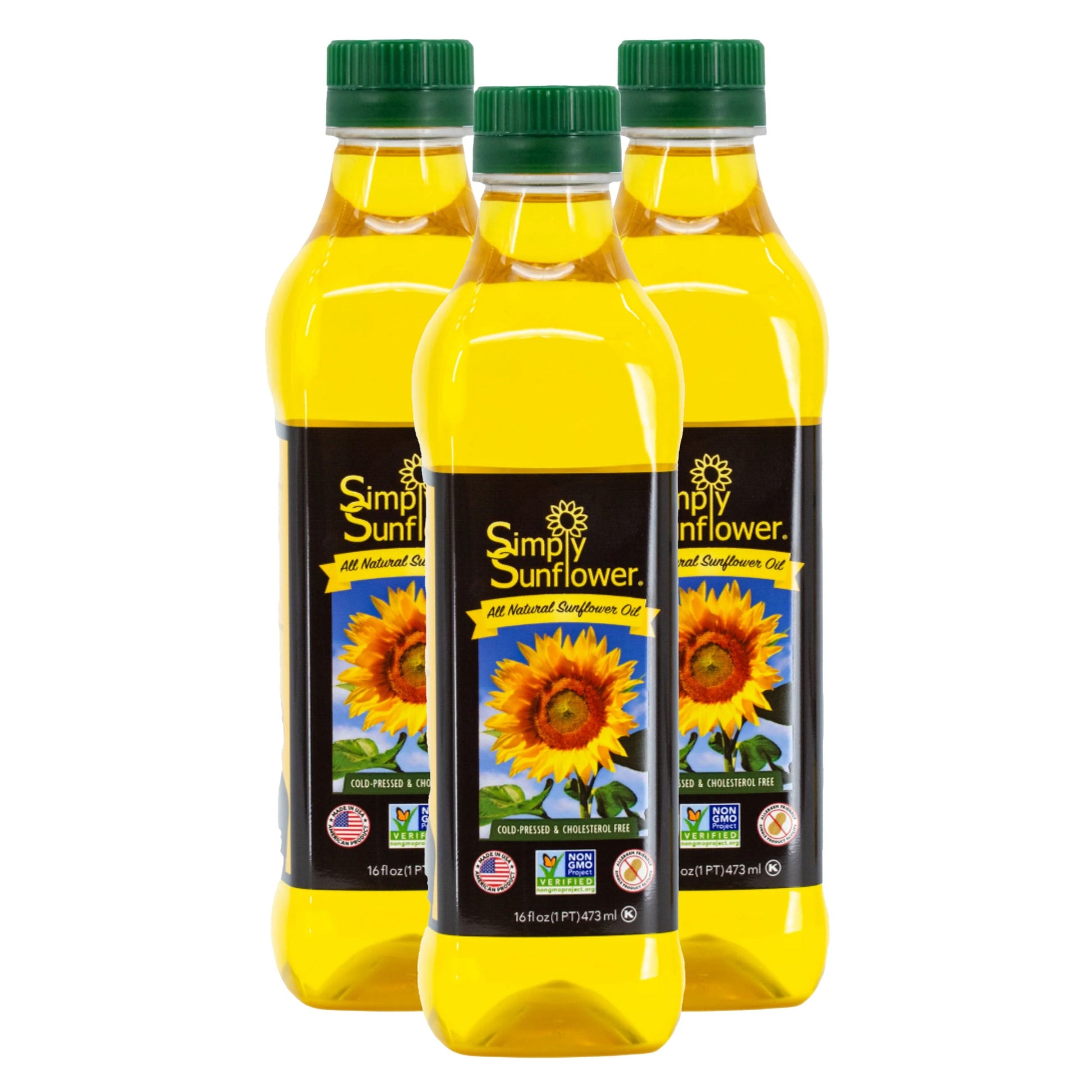 Sunflower Oil | Pack of 3 | 16 oz | Non GMO, Gluten Free, Vegan | Simply Sunflower - BuyNebraska.com ~ Blessings Grow Meadows