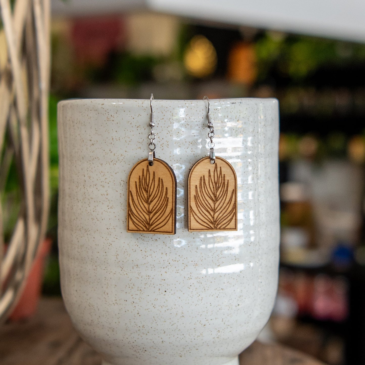 Palm Leaf Arched Earrings - Blessings Grow Meadows -