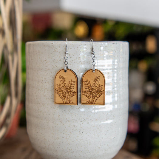 ZZ Plant Arched Earrings - Blessings Grow Meadows -
