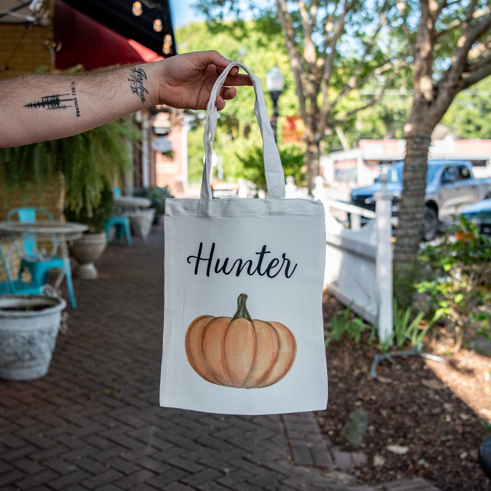 Personalized Trick-or-Treat Bag with Pumpkin Design - Blessings Grow Meadows -