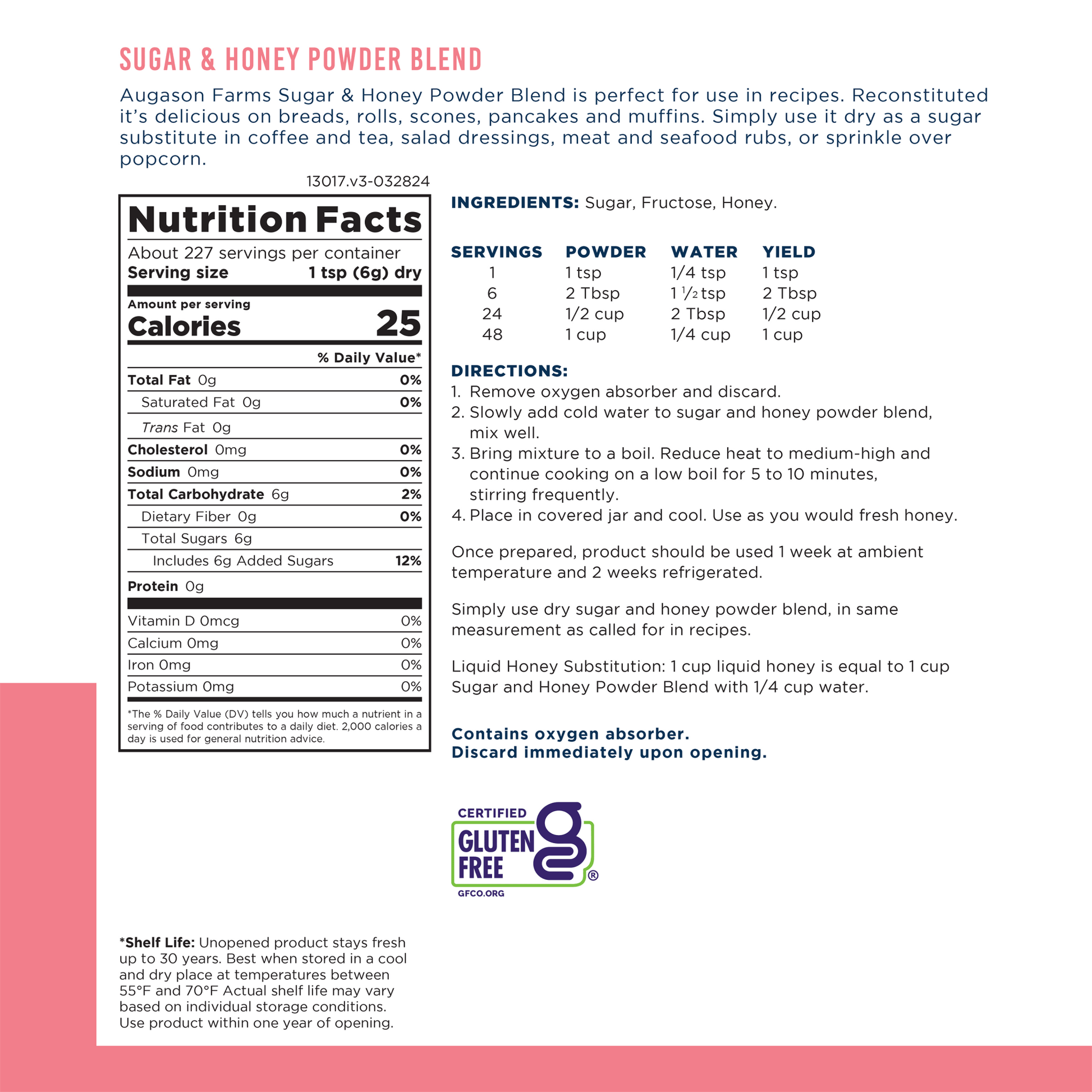 Sugar & Honey Powder Blend Can, 227 Servings - Blessings Grow Meadows