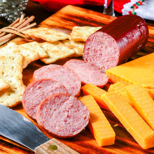 Applewood smoked summer sausage by Pig of the Month BBQ, gluten-free, nitrate-free, keto-friendly, perfect for BBQ and snacks.