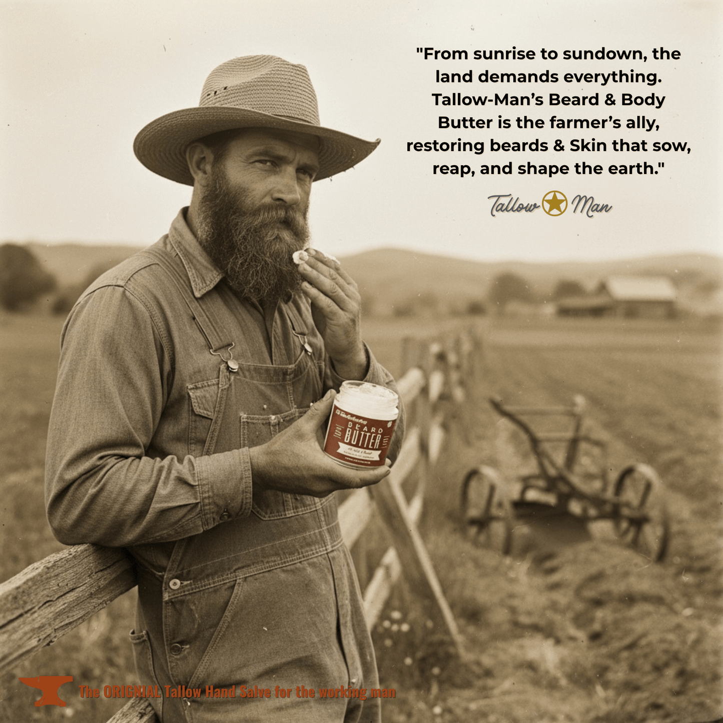 Lady May Tallow Men's Beard and Body Butter Trio featuring natural tallow, with jars of nourishing grooming cream for men.