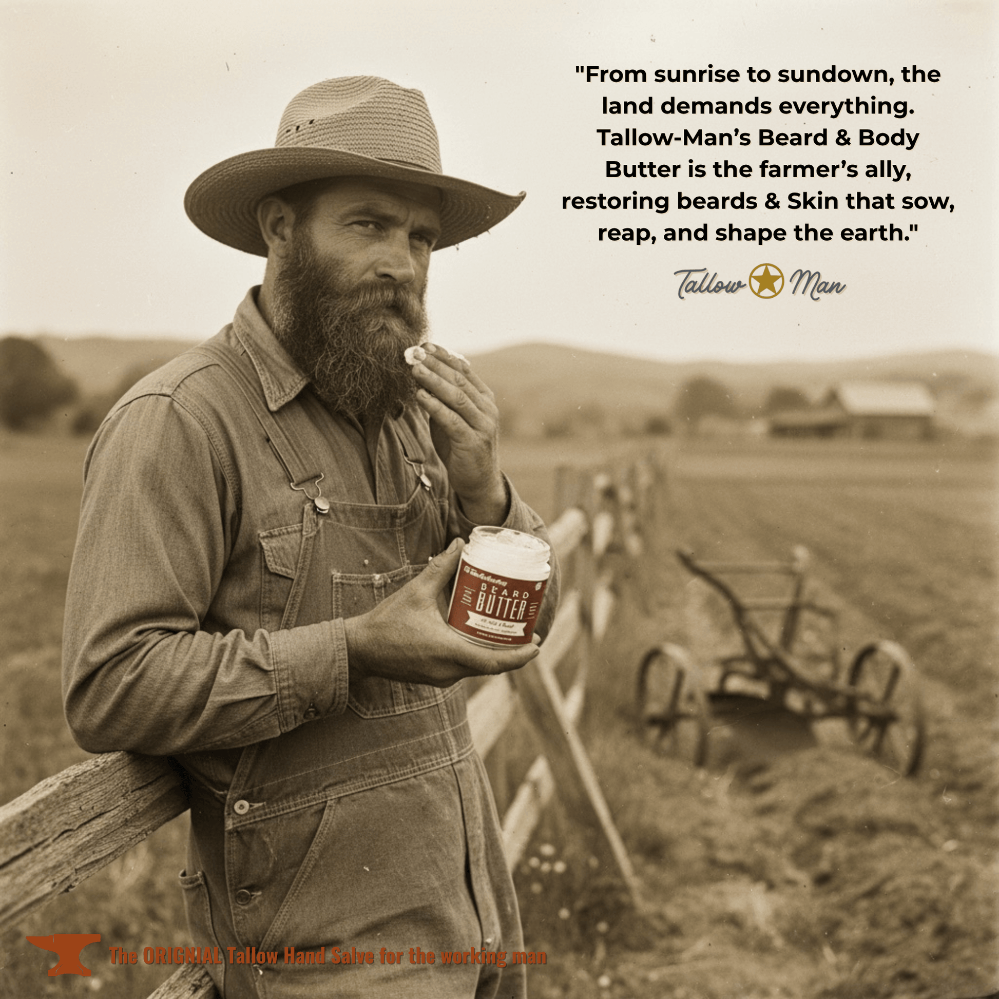 Lady May Tallow Men's Beard and Body Butter Trio featuring natural tallow, with jars of nourishing grooming cream for men.