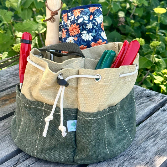 Garden Bucket Bag - Heavy Waxed Canvas - Blessings Grow Meadows