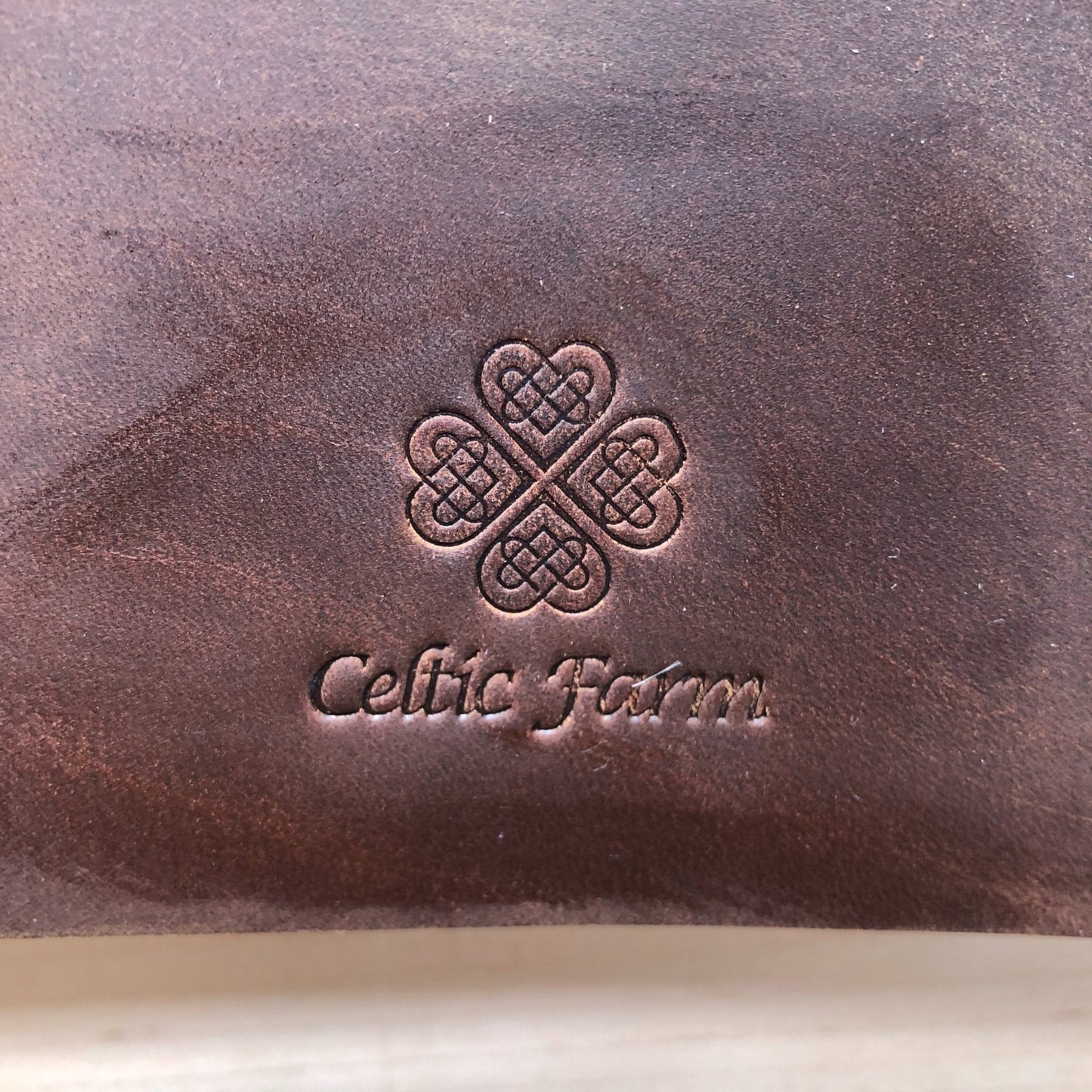 Leather garden journal and diary by The Celtic Farm, featuring a rustic cover for garden planning, thoughts, and design notes.