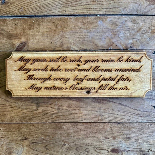 Garden Blessing Sign  - Made in USA with American Cedar - Blessings Grow Meadows