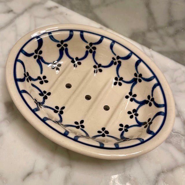 Hand-painted Polish Floral Ceramic Soap Dish - Light Floral - Blessings Grow Meadows