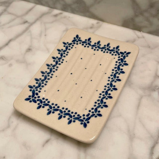 Hand-painted Polish Floral Ceramic Soap Dish - Vine - Blessings Grow Meadows