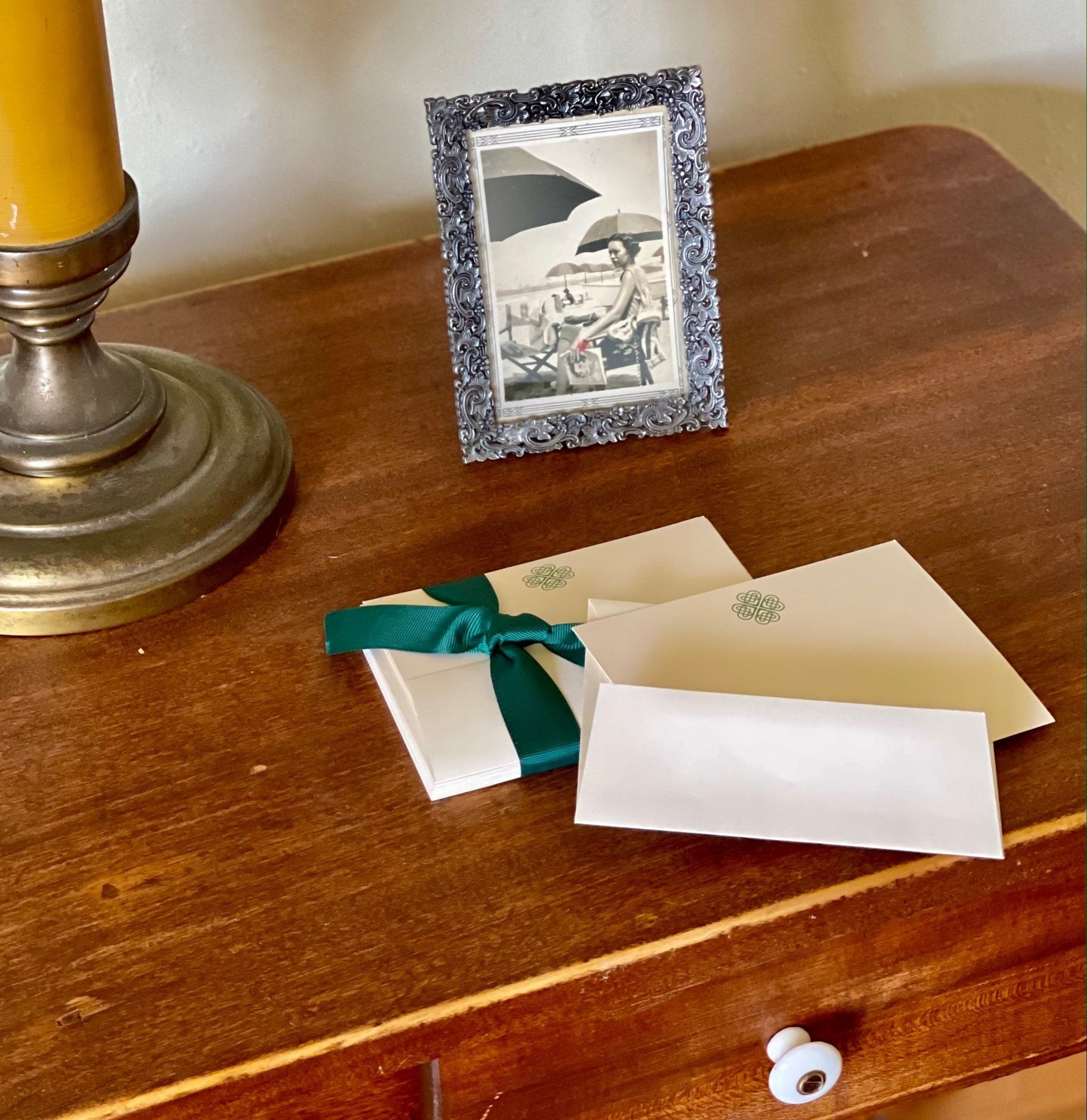 Boxed Celtic Knot Irish stationery set with 10 note cards and envelopes, featuring intricate Celtic design by The Celtic Farm.