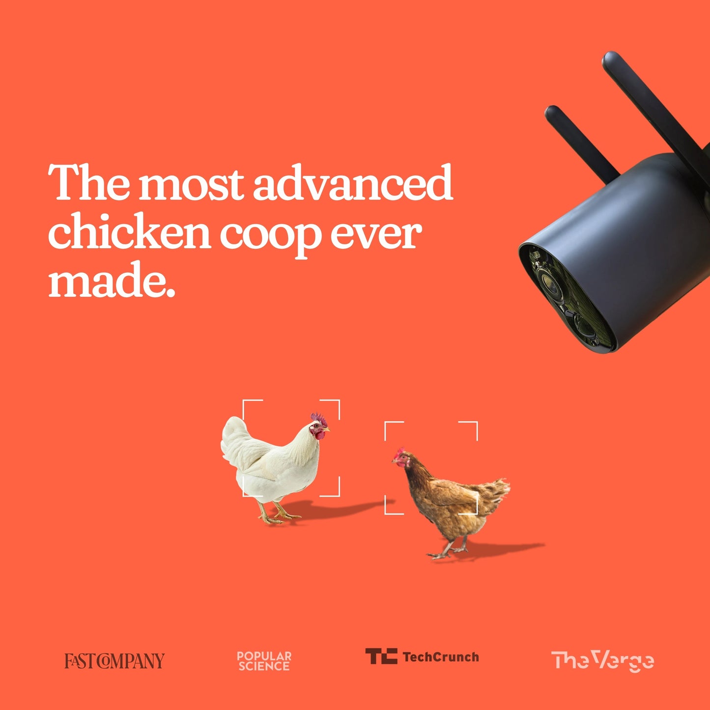 Smart CoopCam inside The Smart Coop chicken coop showing security camera setup for monitoring poultry.