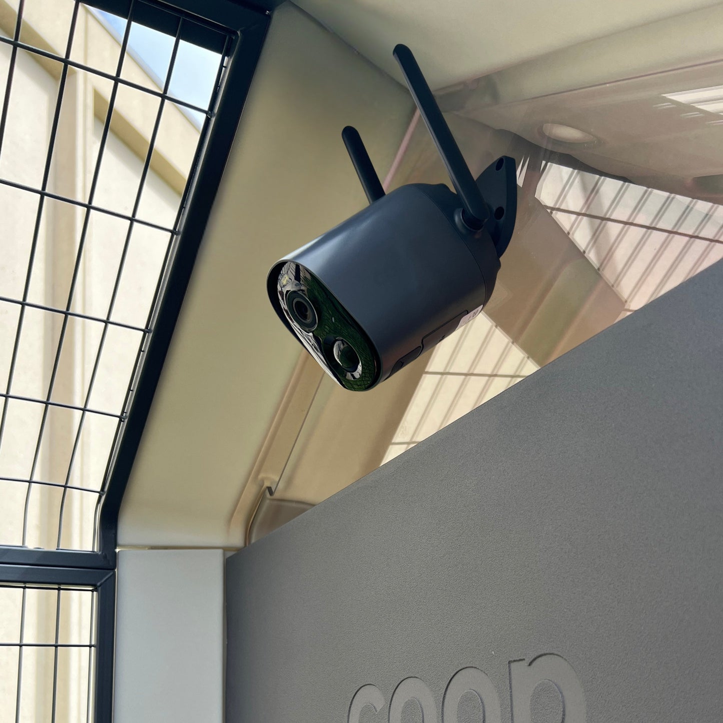 Smart CoopCam installed on a chicken coop, providing security and monitoring for backyard poultry.