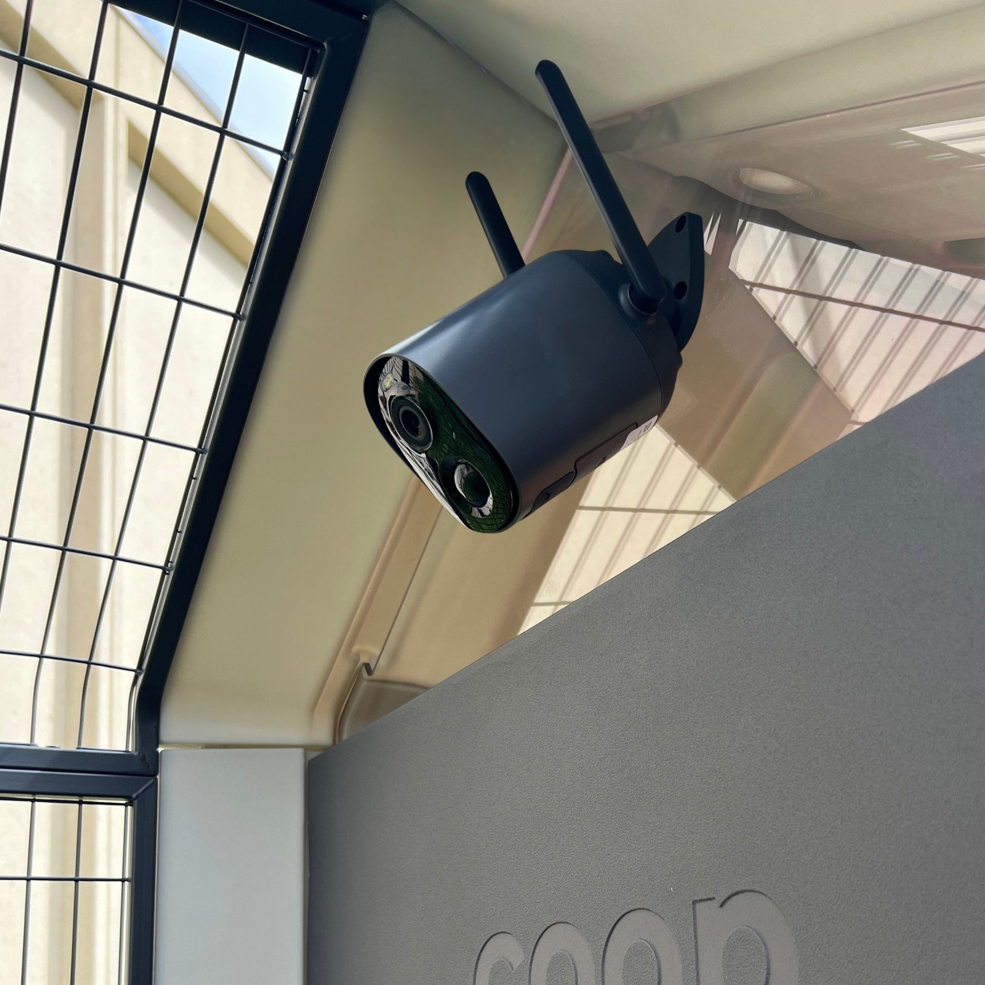 Smart CoopCam installed on a chicken coop, providing security and monitoring for backyard poultry.