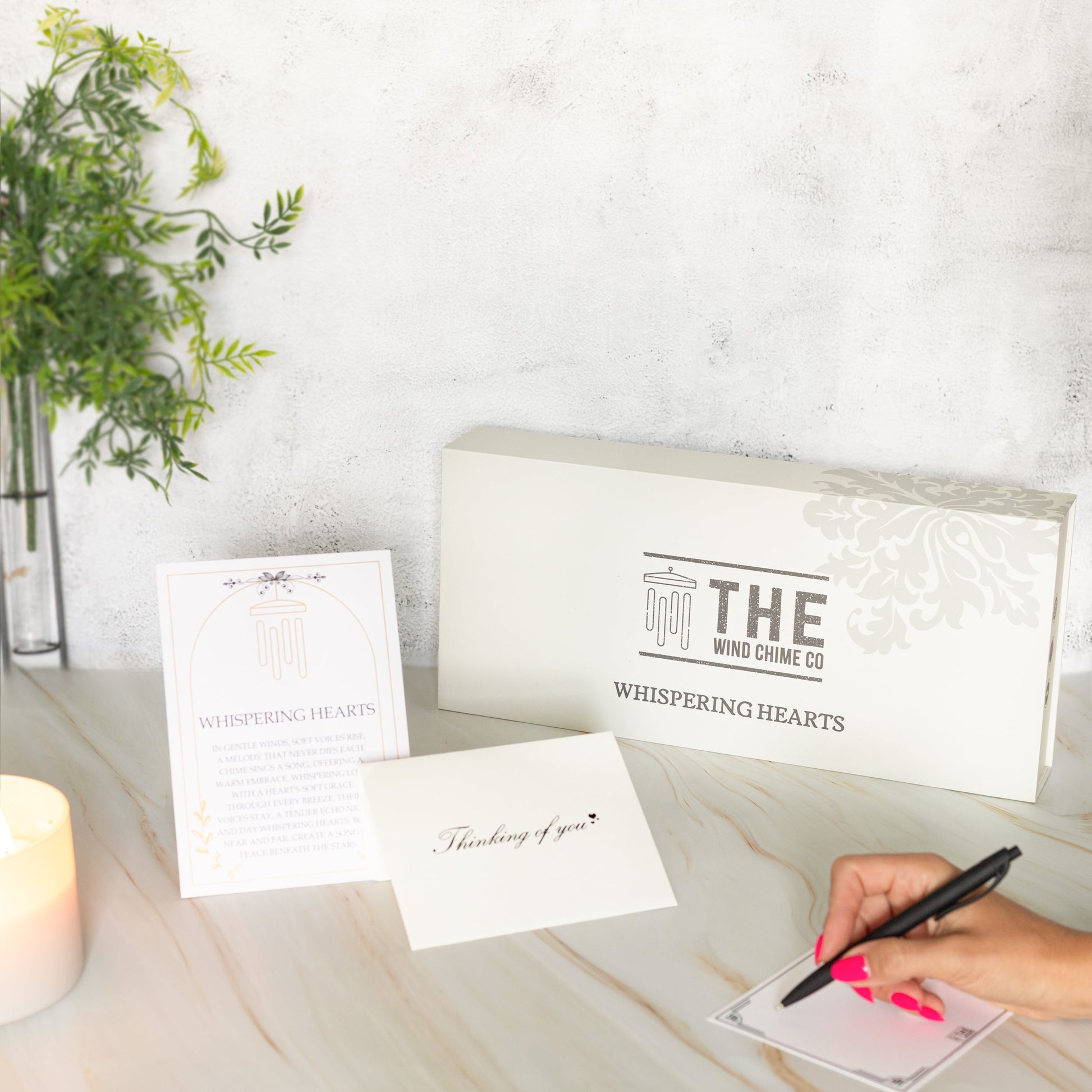 30” Wind Chime with Gift Box – Whispering Hearts™ Collection – Platinum Rose Personalized - Blessings Grow Meadows